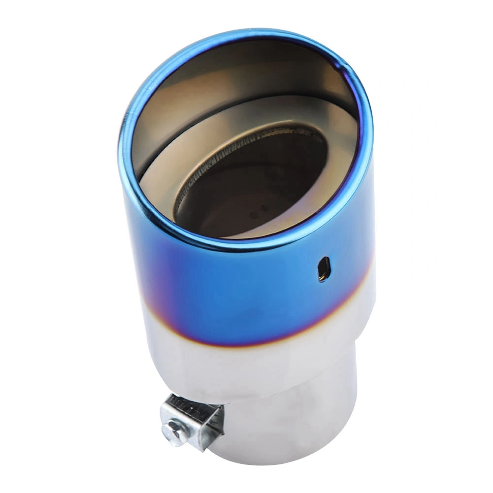 Chrome Blue Stainless Steel Universal Car Straight Exhaust Pipe Rear Muffler Tip Tail Throat