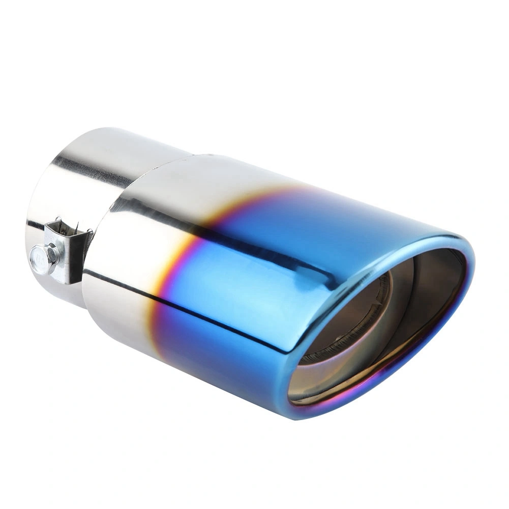 Chrome Blue Stainless Steel Universal Car Straight Exhaust Pipe Rear Muffler Tip Tail Throat