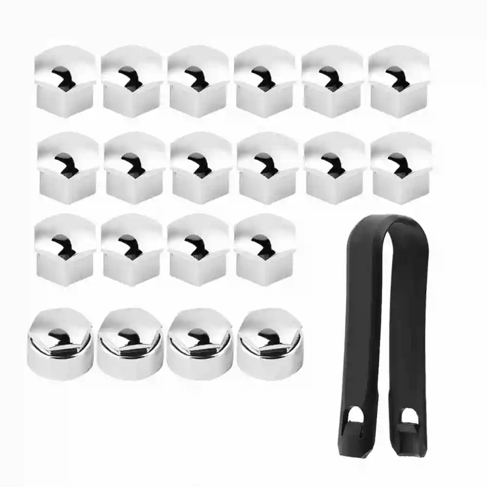 20pcs 17mm Nut Car Wheel Auto Hub Screw Protection Antitheft Cover Cap Silver