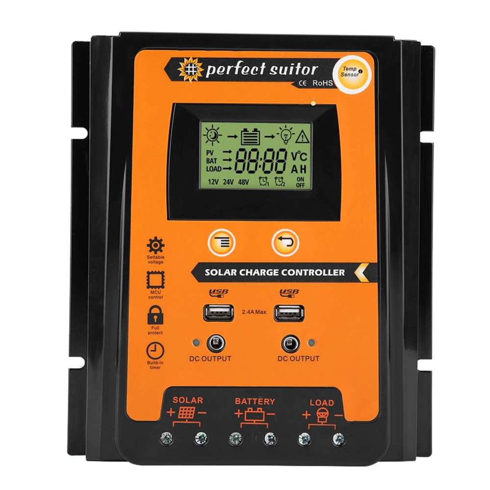 12V/24V 70A PWM&amp;MPPT Short Version Solar Charge Controller Solar Panel Battery Regulator Dual USB LCD Display