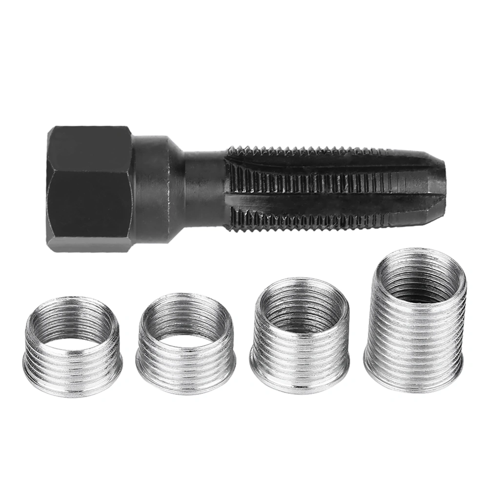 5Pcs Carbon Steel Spark Plug Re thread Tap Tools with Inserts for 14mm Sparking Plugs Repair