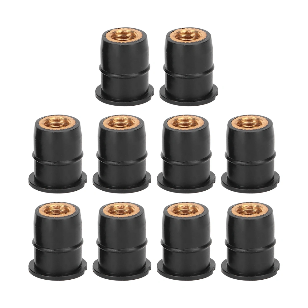 10PCS Well Nut M6x0.8mm Rubber Captive Brass for Motorcycle ATV Windscreens Body