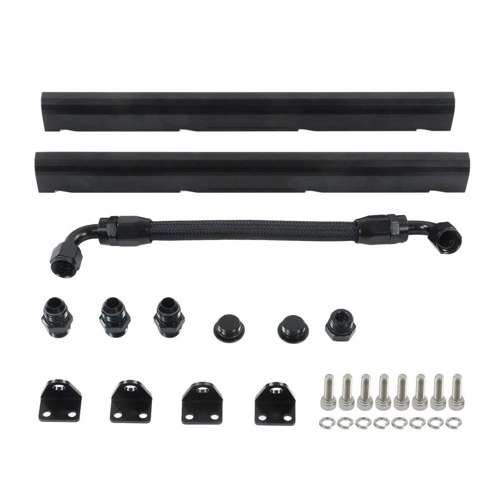 High Flow Fuel Rails Kit ‑8AN Port Billet Aluminium Black Stable Performance EFI Fuel Rails for LS1 LS6