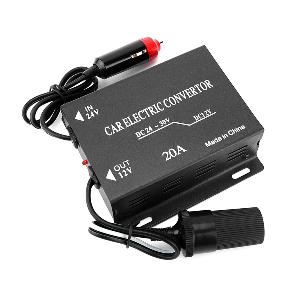 20A Car Power Supply Converter Step Down Transformer 24V To 12V Cigarette Lighter Type