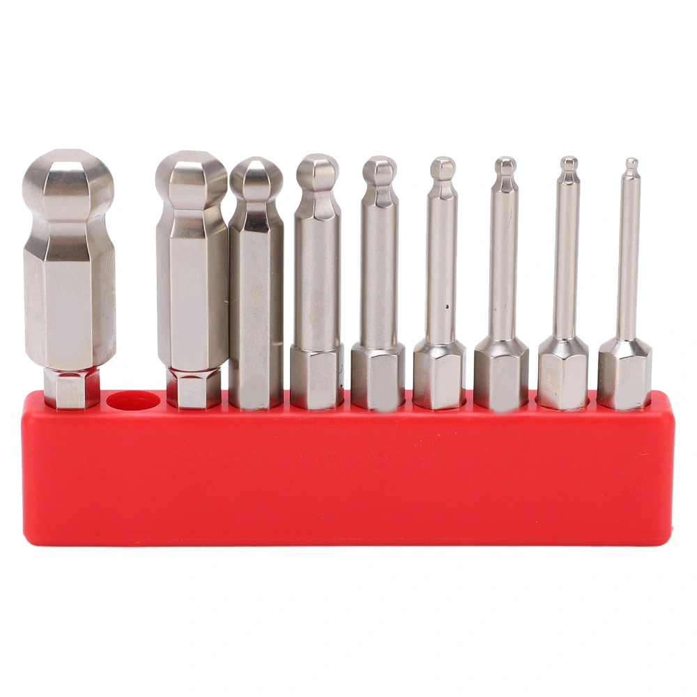 9pcs Hex Screwdriver Bit Set Rustproof S2 Steel Magnetic Ball Head Hex Bits 1/4 Inch Hex Shank50mm