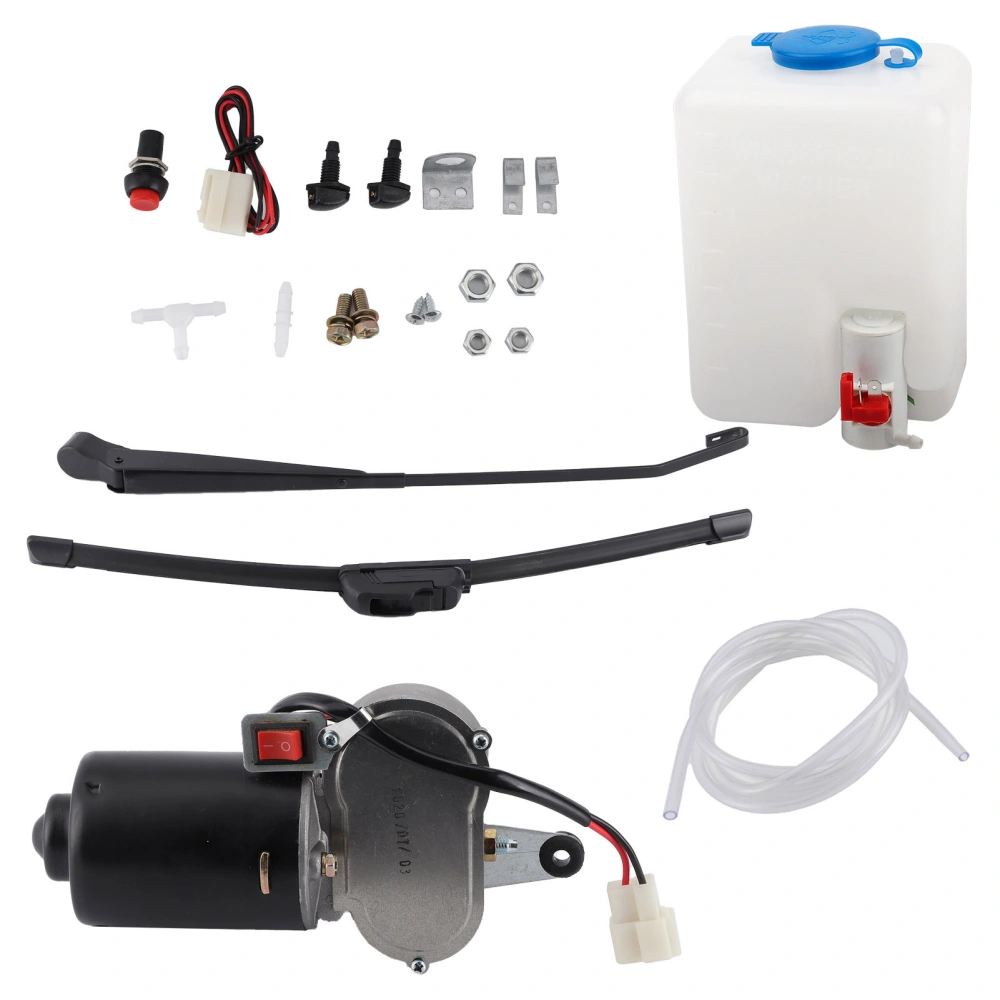 Electric Windshield Wiper Assembly Kit Motor Blade Arm Water Spout Pot Hose for UTV ATV