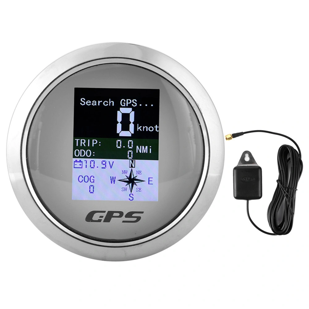 85mm Speedometer GPS Car Boat Engineer Stainless Waterproof Digital GaugesWhite Dial