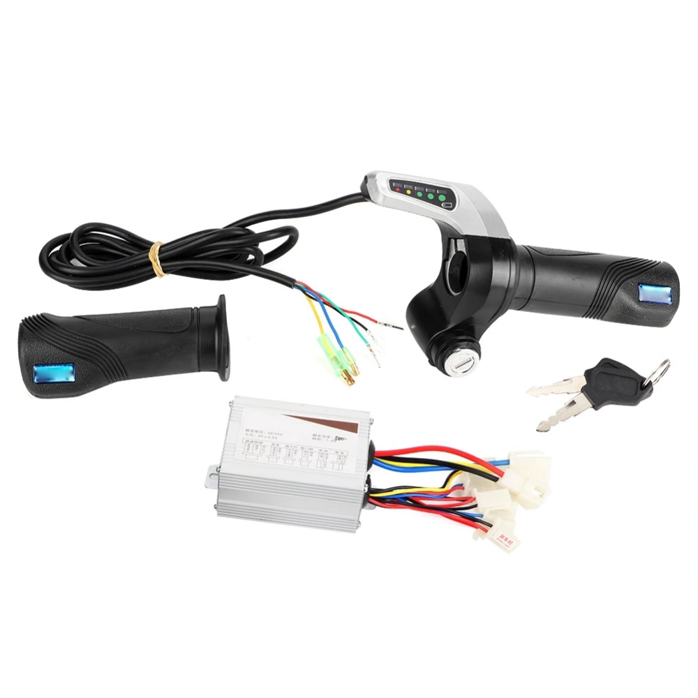 24V 500W Motor Brushed Controller Box with Throttle Grip for Electric Bicycle Scooter E Bike