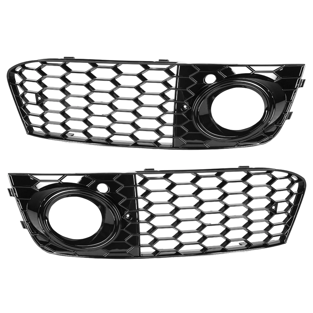 Fog Light Cover Lamp Frame Mesh Grille Fit for Audi A4 B8 2009-2011（Black）