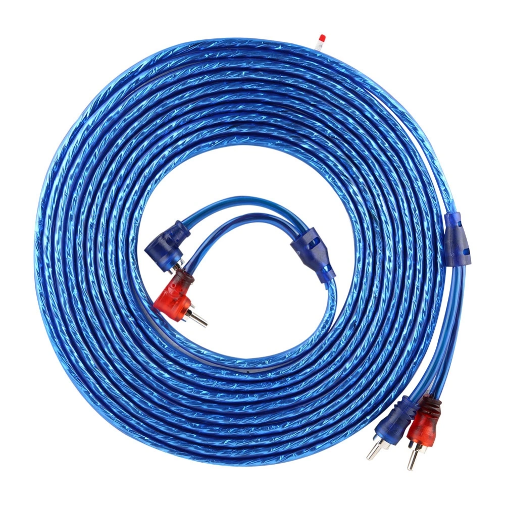 5 Meter AUTO Car Blue Transparent RCA Audio Interconnect Cable Ultra Flexible