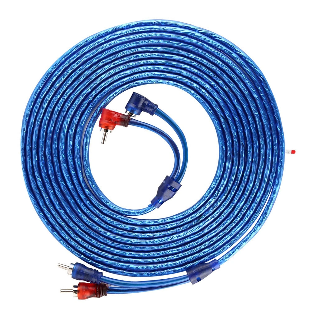 5 Meter AUTO Car Blue Transparent RCA Audio Interconnect Cable Ultra Flexible