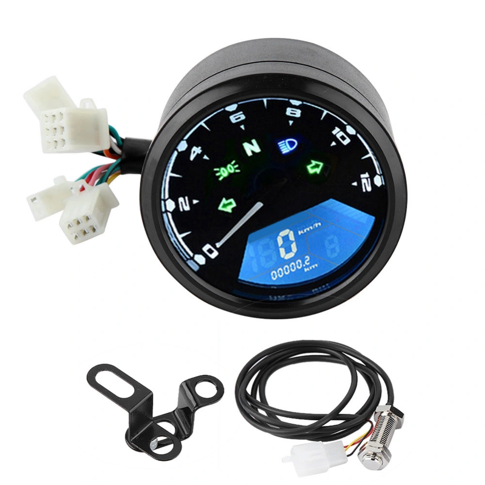 Universal Motorcycle LCD Digital Display Speedometer Odometer Tachometer Fuel Meter Gauge