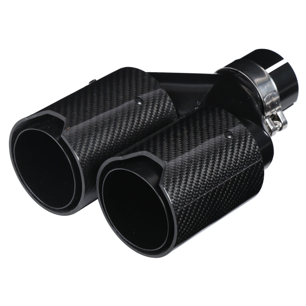 Car Tail Pipe 6393mm YShaped 1In2Out Right Side Dual Outlet Exhaust Tailpipe Black Carbon Fiber for M Performance