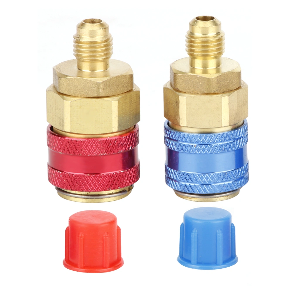 2pcs R134A High Low Pressure Straight Quick Coupler Connector Car A/C Refrigerant Adapter