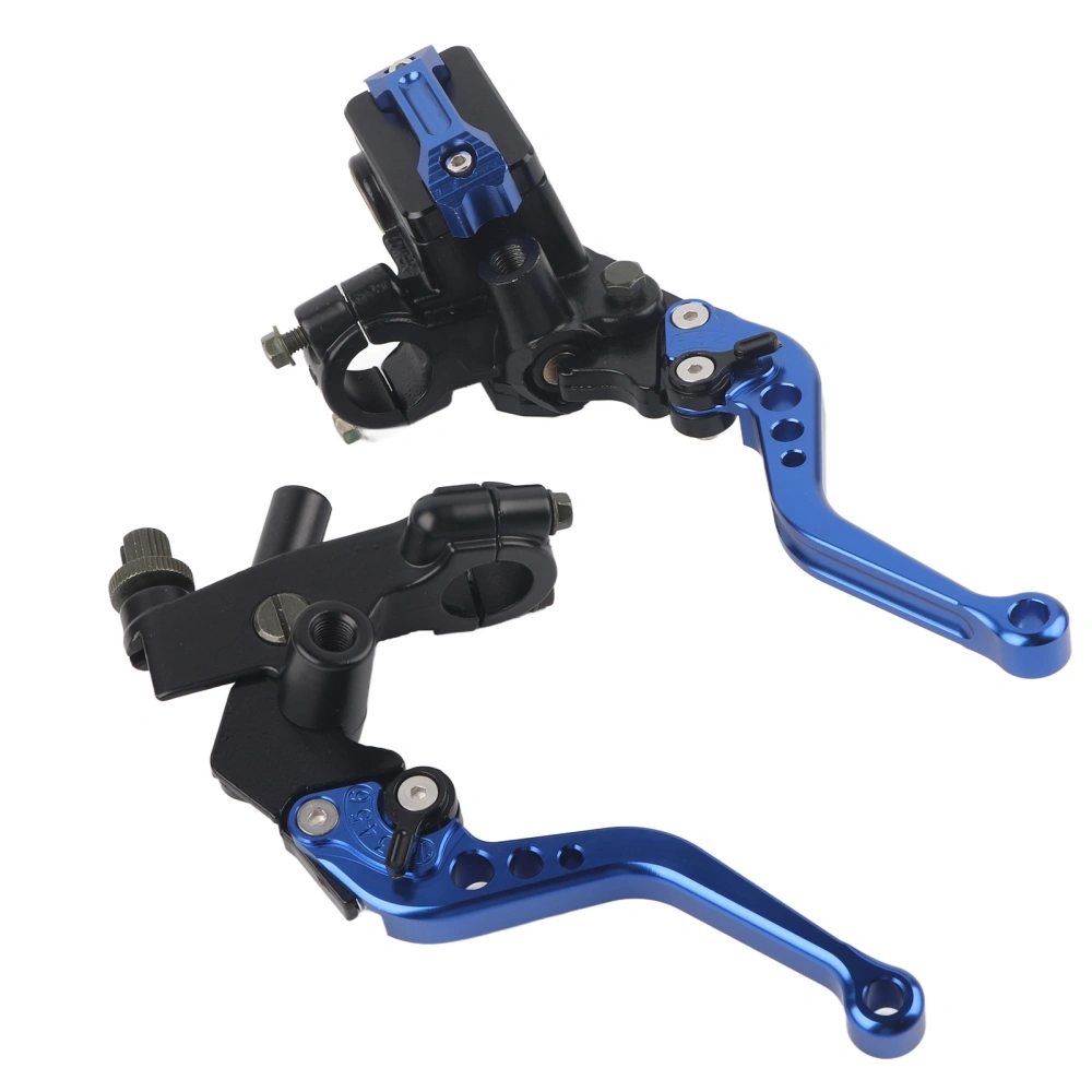 1 Pair 7/8"(22mm) Universal Motorcycle Brake Clutch Master Cylinder Reservoir Levers Blue