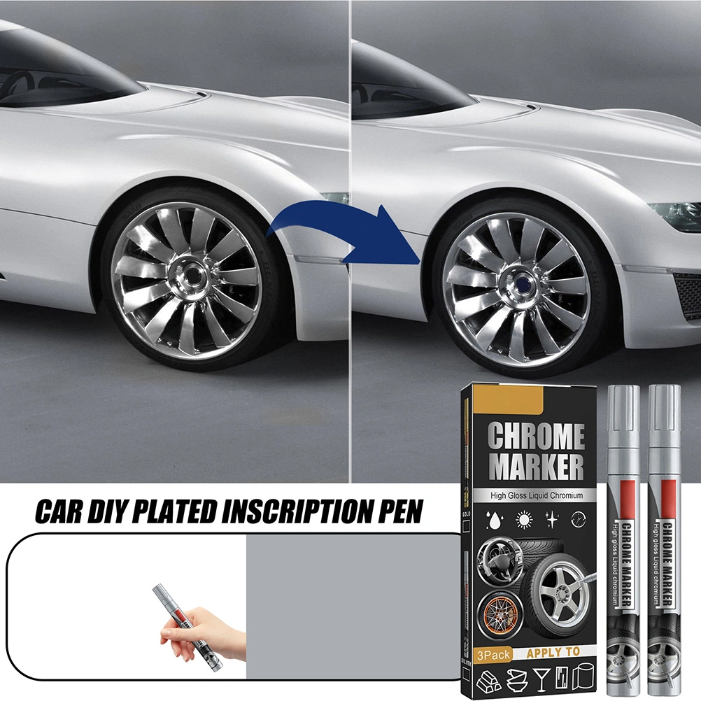 3Pcs Car Repair Paint Scratch Remover Paint Pen High Gloss Liquid Chromium Marker Chrome Marker Pen