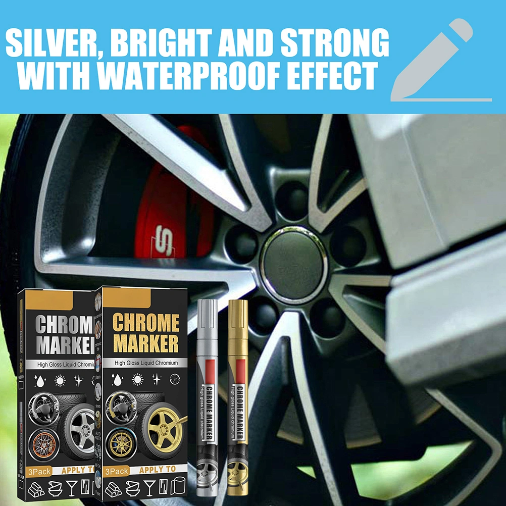 3Pcs Car Repair Paint Scratch Remover Paint Pen High Gloss Liquid Chromium Marker Chrome Marker Pen