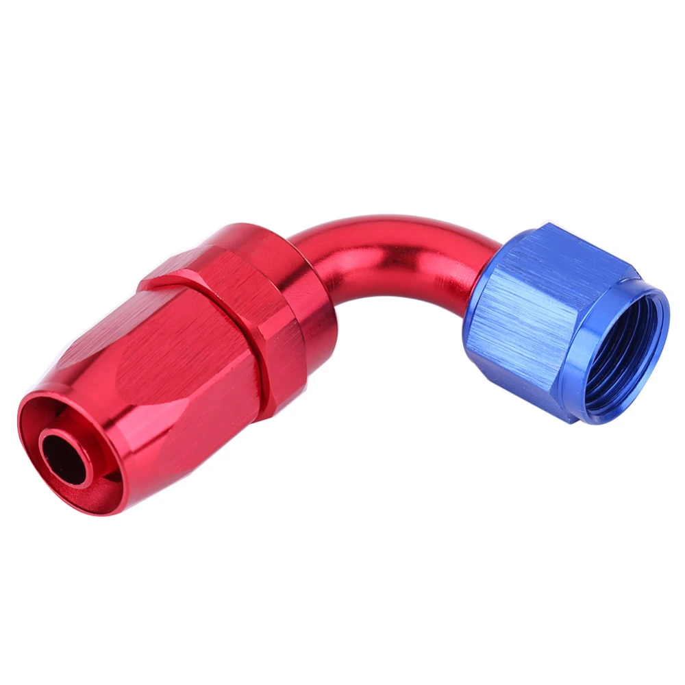 BuyWeek AN10 Fuel Line Hose End Swivel Fitting Oil Cooler Adapter Blue and Red Color Anodized 90°