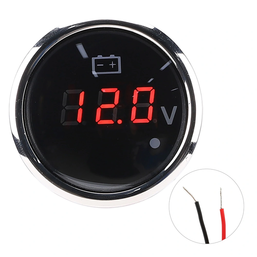 2in Battery Voltage Gauge LED Digital Display IP67 Waterproof Smart Alarm Universal for Boat AutoBlack