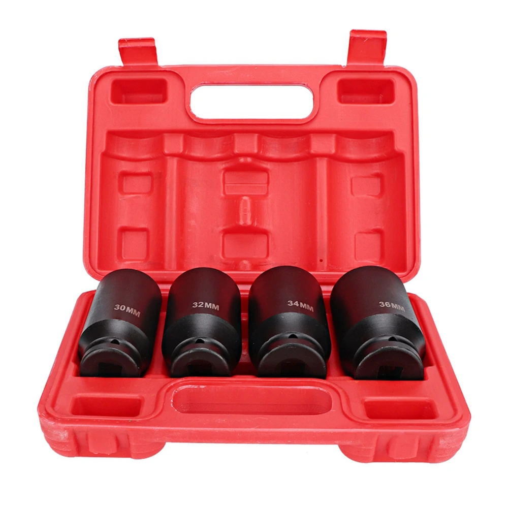 4pcs 1/2 Inch Deep Impact Socket Repairing Tool Set 12 Point Head Adapter High Hardness