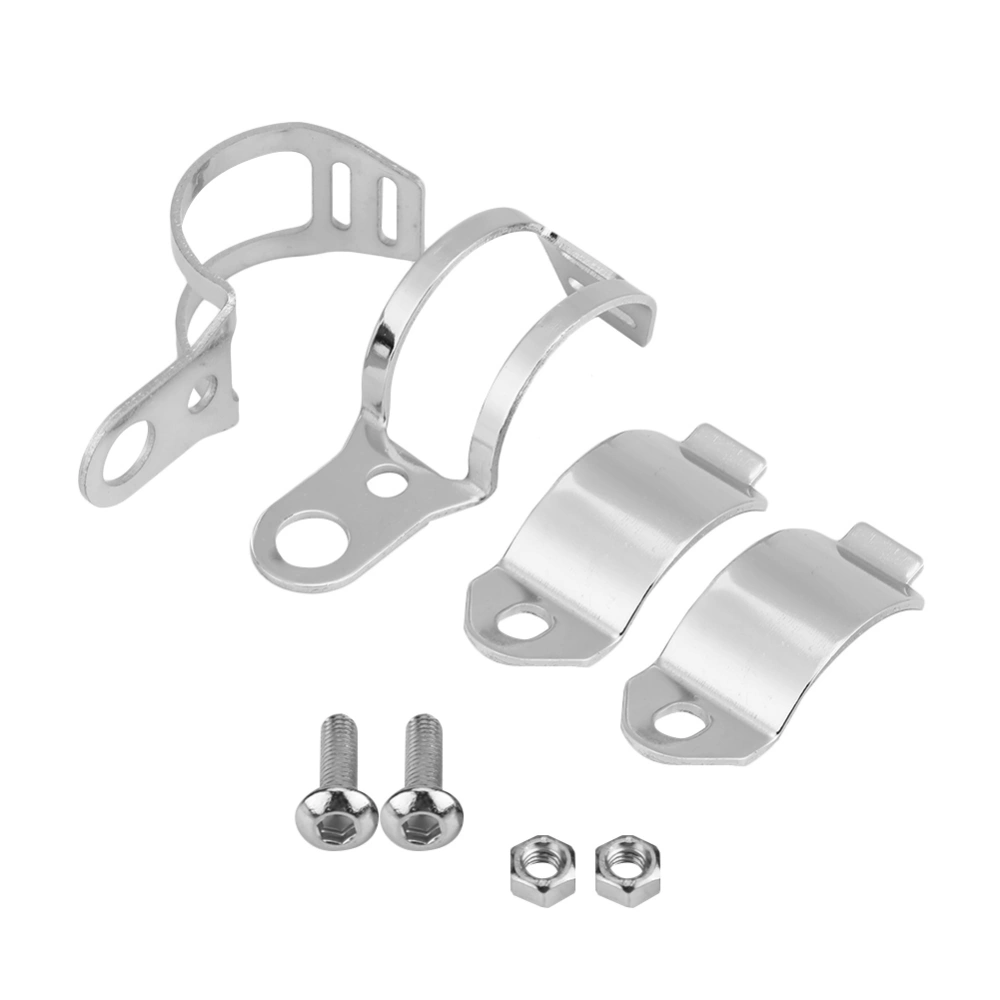 2Pcs Motorcycle Turn Light Mount Bracket Fit for 30-45mm Front Fork Scooter (Silver)