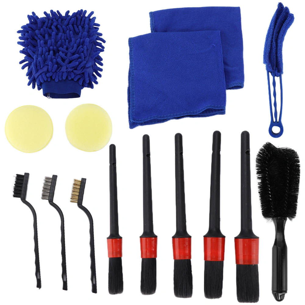 15pcs Detailing Dusting Brushes Kit Scrub Cleaning Tool for Car Interior Exterior Wheels Dashboard Air Vent