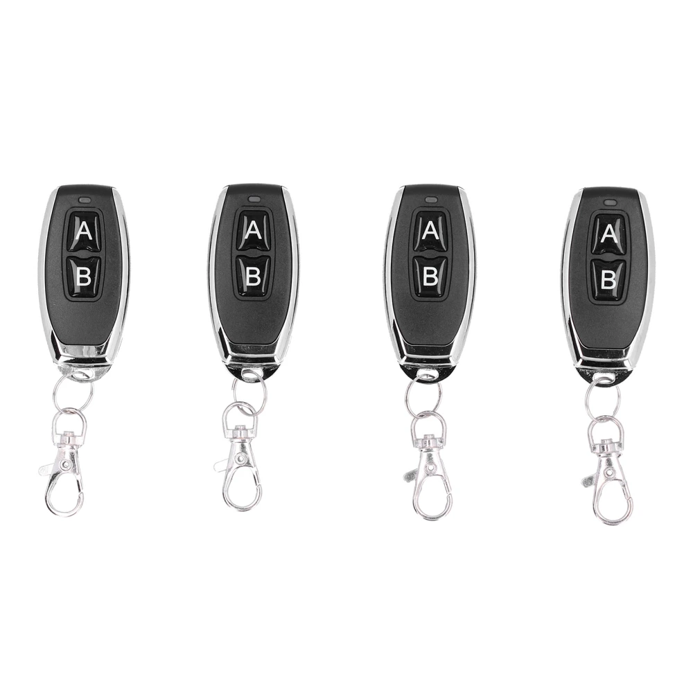 4PCS Wireless Remote Control Switch Metal Keychain Black for Garage Door 12V 433MHz