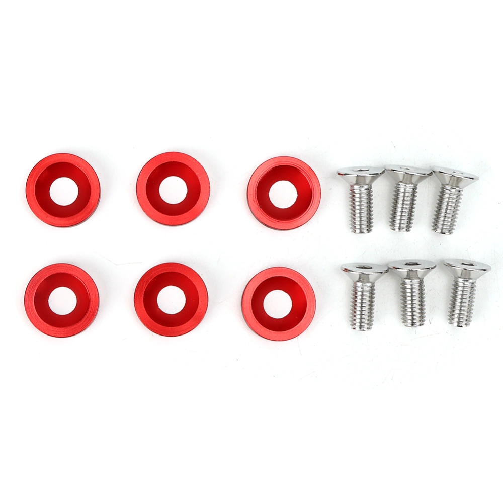 BuyWeek 6pcs M8 Decorative Red Washers Screws Universal for Automobile Car Fender Bumper Engine Cover