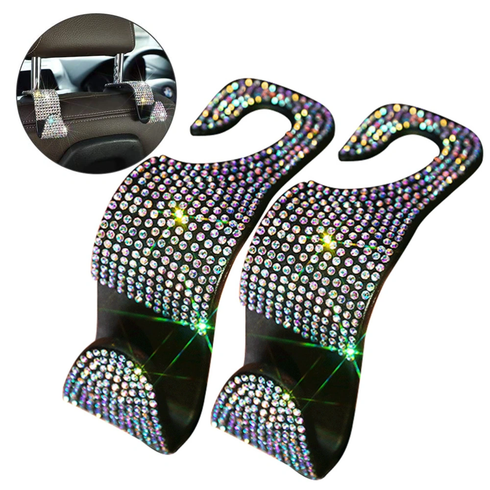 2Pcs Car Seat Back Hook Bling Rhinestones Hanger Headrest Auto Seat Hook Bling Car Headrest Hooks for Vehicle Car