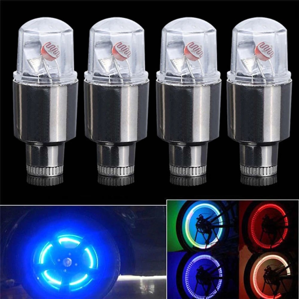 LED Flash Tire Light Waterproof 12V Universal Decorative Wheel Valve Stem Lamp for Car Bike MotorcycleBlue