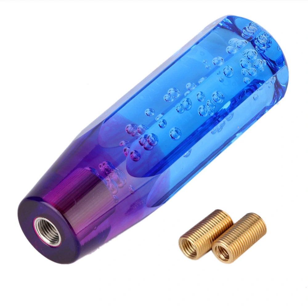 Universal Two Color Crystal Bubble Shift Knob Manual Gear Stick Lever Head with 8mm 10mm Threaded Fittings(Blue Purple )