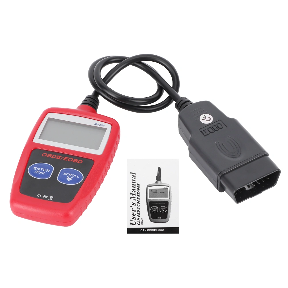 Car Engine Diagnostic Scanner OBD2 Fault Detector Backlit LCD Screen Automobile Tool MS309