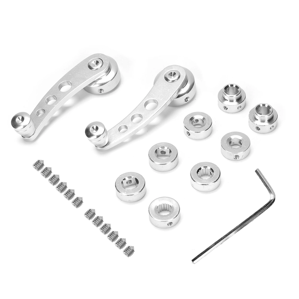 Silver 3in CNC Aluminum Alloy Window Crank Handle Kit Fits for Chevy Auto Accessory