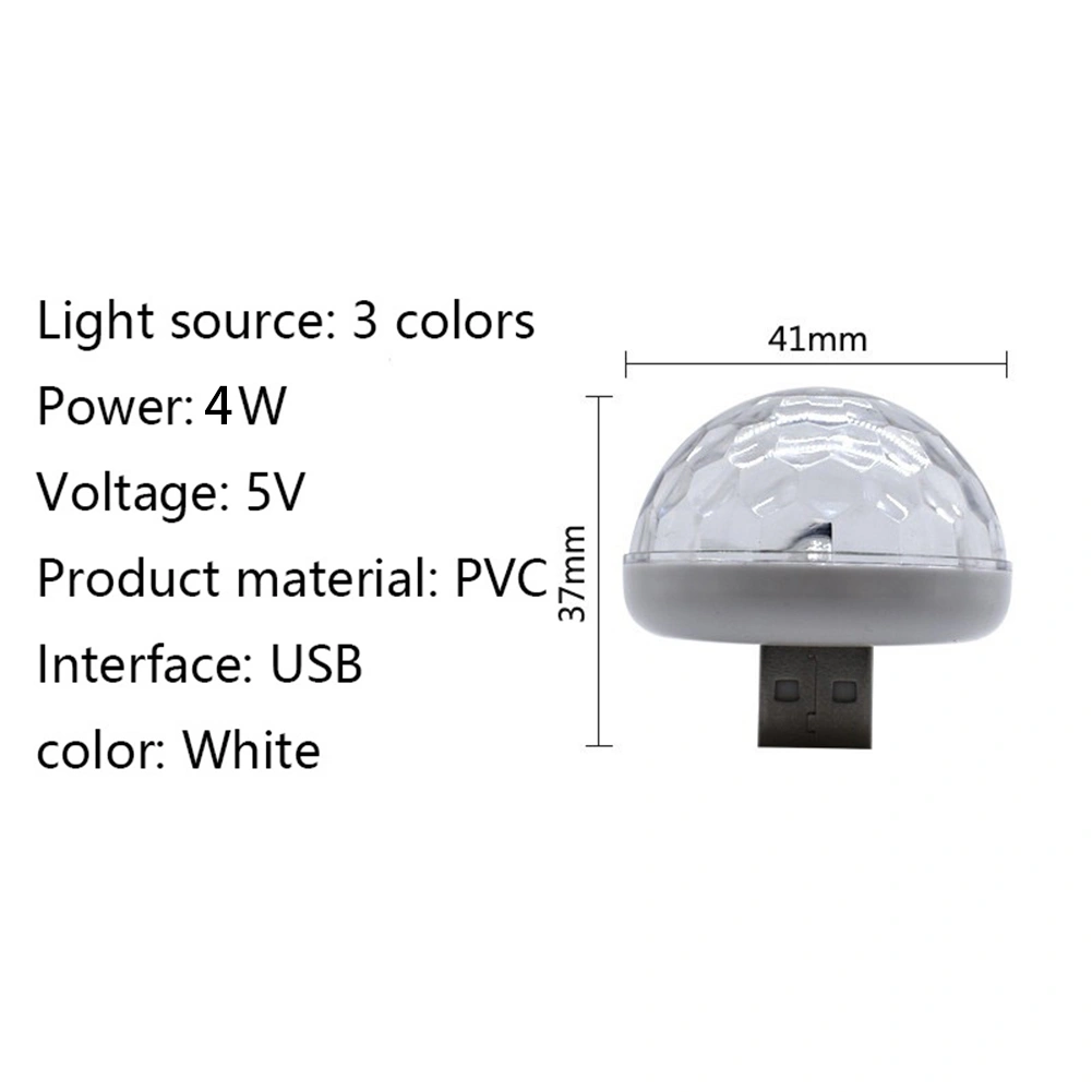Mini Portable USB Crystal Ball Light LED Colorful Effect Sound Control Stage Lamp Home Party Decoration