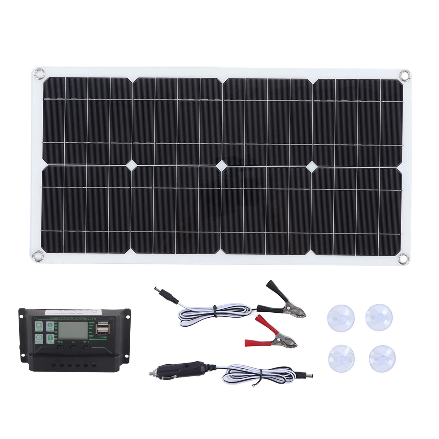 BuyWeek 250W Monocrystalline Solar Panel Kit with 10A Charge Controller Dual USB Ports for RV Car Boat Battery Charging