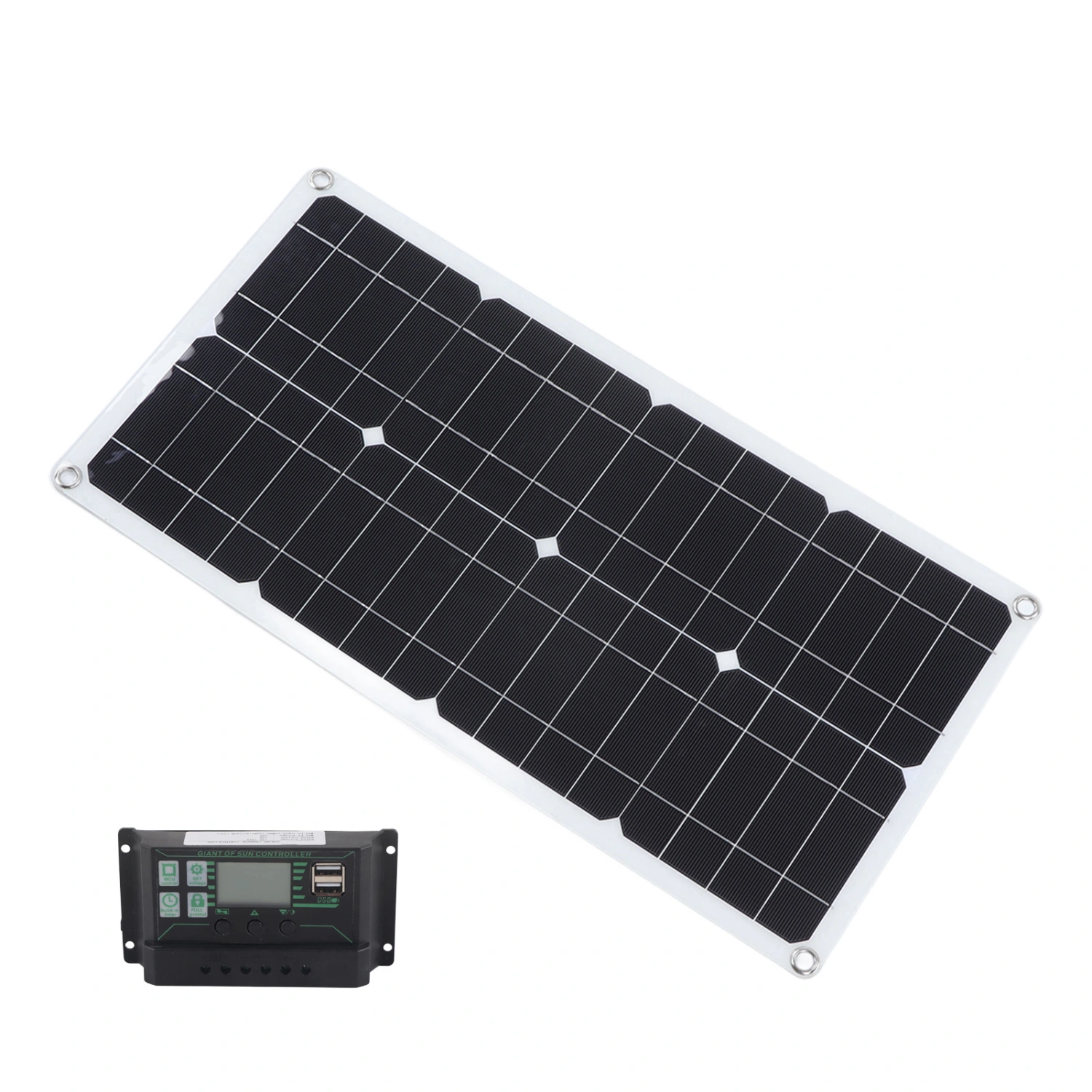 BuyWeek 250W Monocrystalline Solar Panel Kit with 10A Charge Controller Dual USB Ports for RV Car Boat Battery Charging