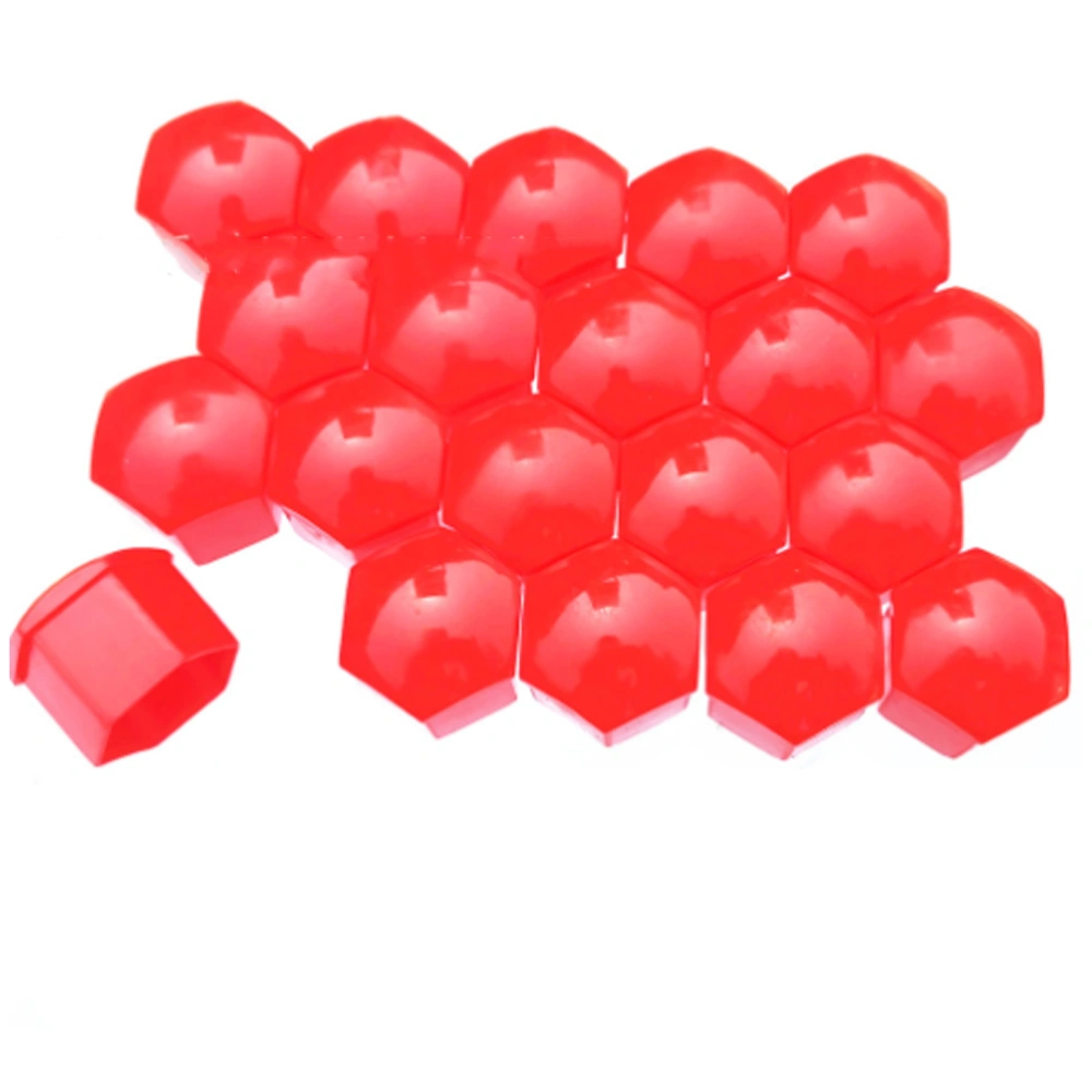 BuyWeek 20PCS Car Wheel Hub Nut Protective Cover Dustproof Decoration Snap in ABS PlasticRed 17mm/0.67in