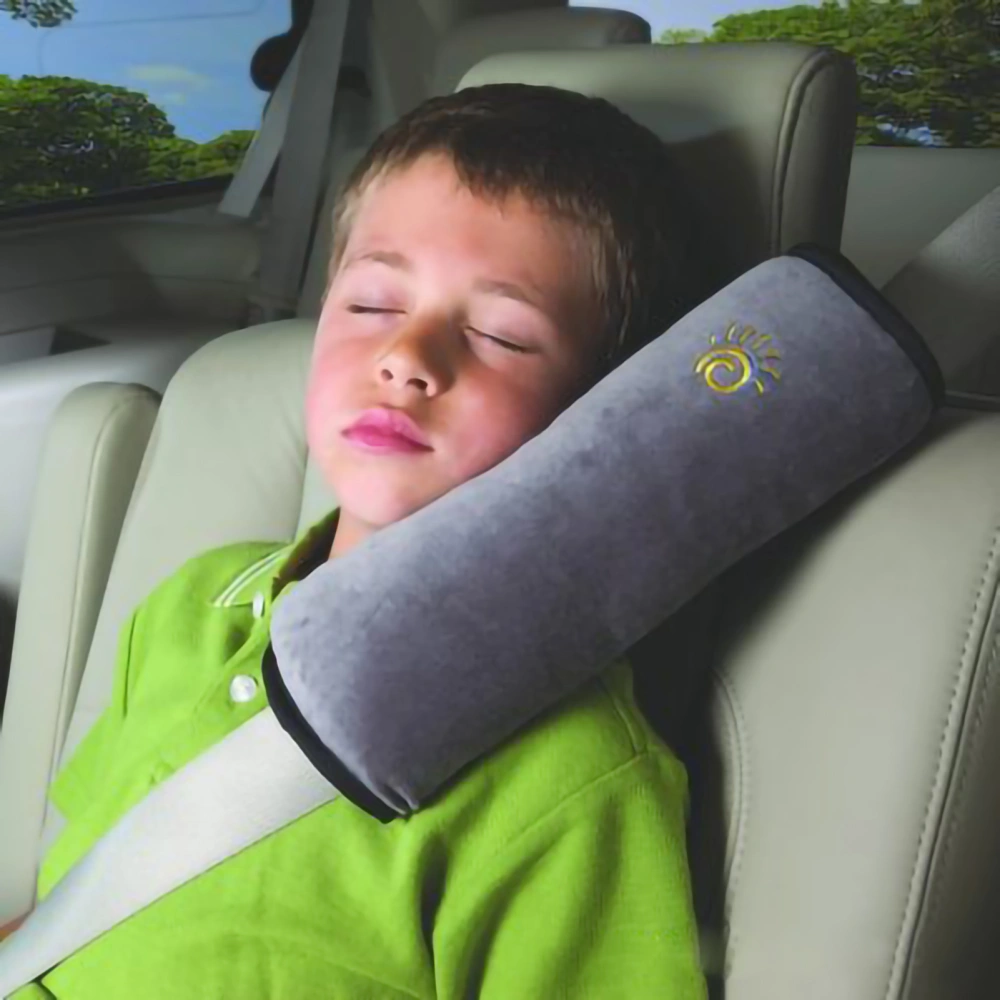 BuyWeek Safety Seat Belt Pillow Cushion Pad Head Neck Shoulder Soft Support for Kids Toddler TravelGray