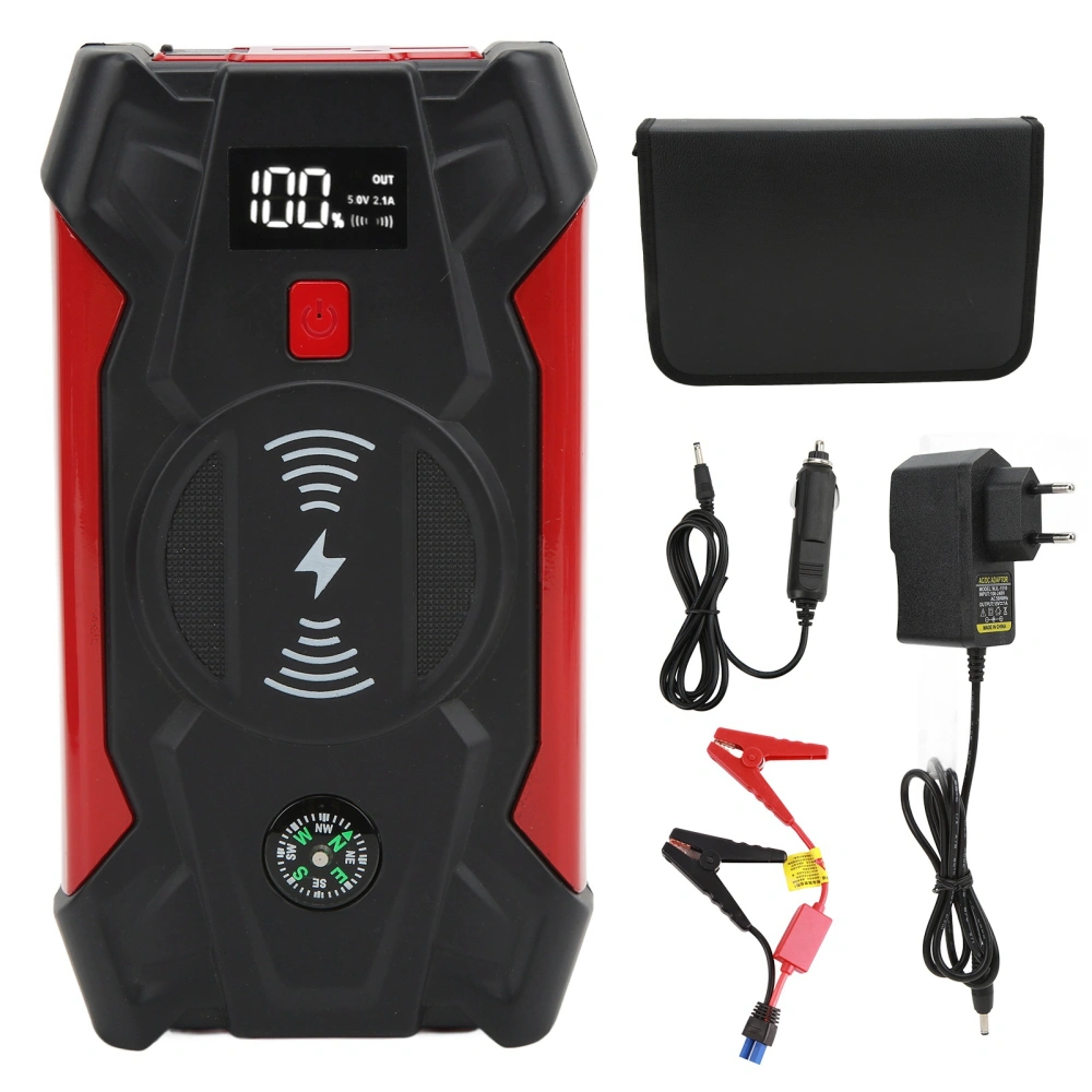 BuyWeek 39800mAh Jump Starter 1200A LED Display Wireless Charger Power Bank for 12V Car Motorcycle (100‑240V)EU Plug