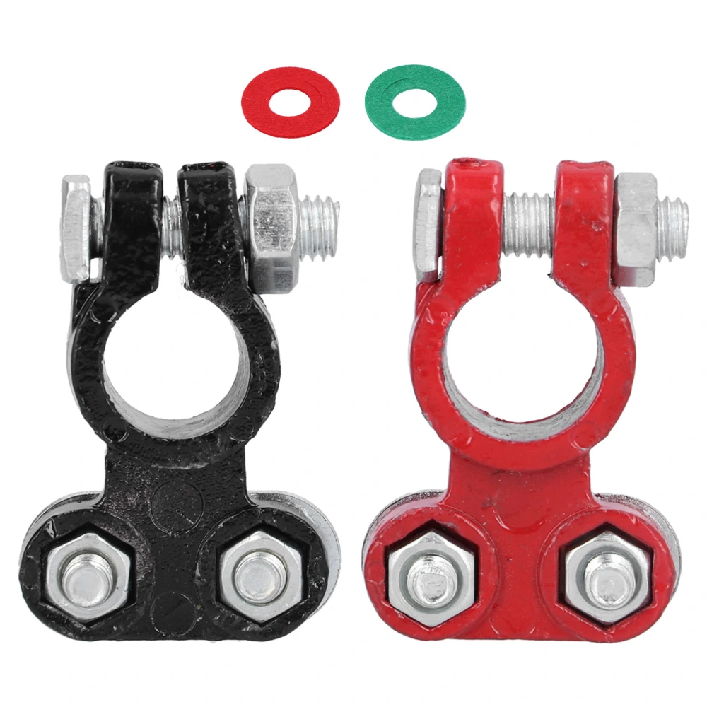 2pcs Battery Terminal Clamp Positive Negative Top Post End Connector with 2 Washers