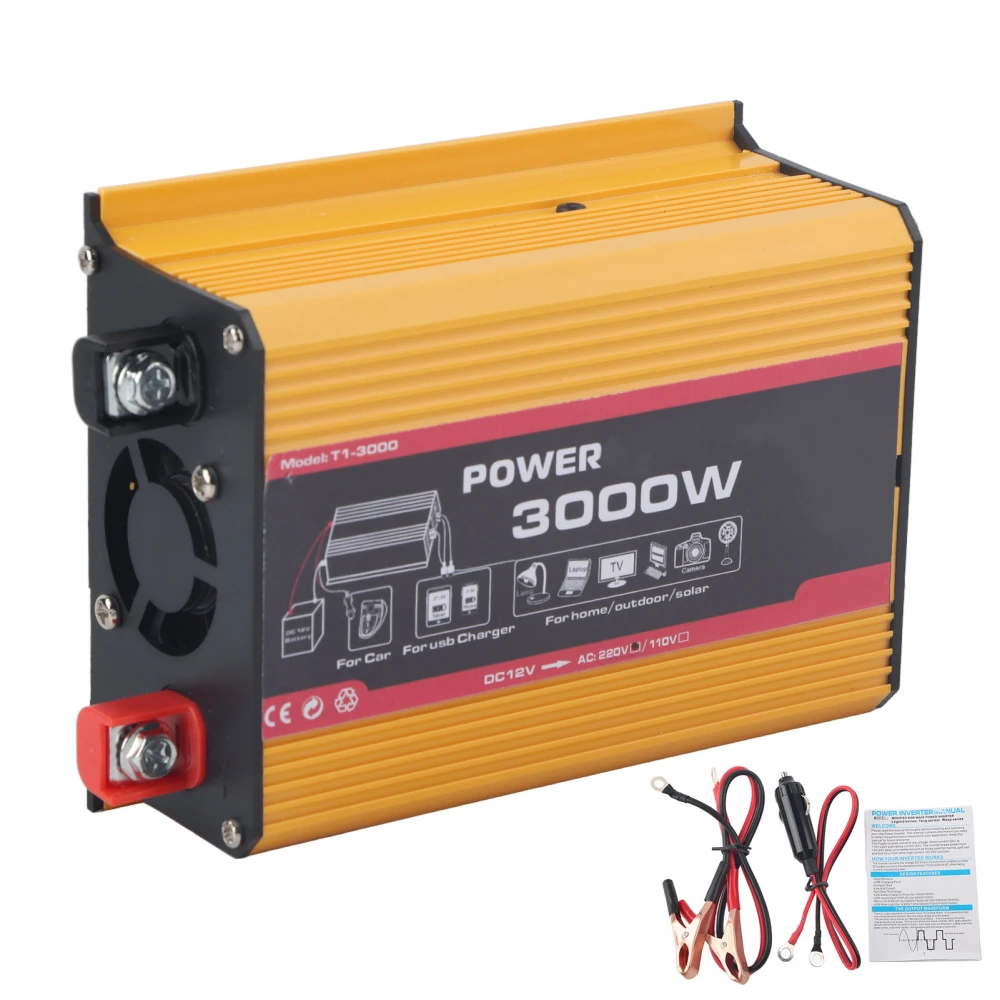 Car Inverter 3000W Dual USB Auto Power Converter Modified Sine Wave Transformer(DC12V AC220V )