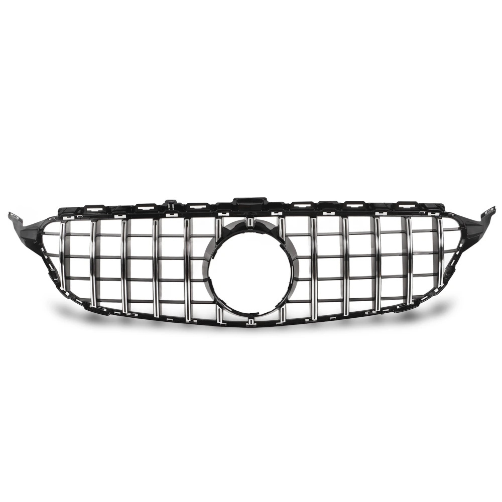 BuyWeek For Panamericana GT Style Grille Replacement for Mercedes Benz C Class W205 C205 S205 PreFacelift 20152018(Chrome Black )