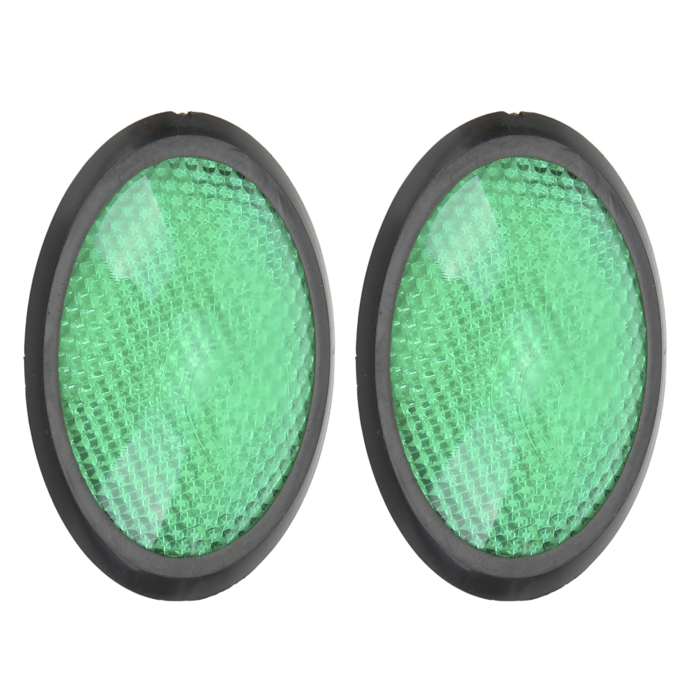 BuyWeek 2pcs Universal Reflective Sticker Green Oval Warning Reflectors for Cars Motorcycles Trucks