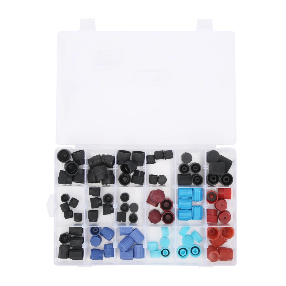 90pcs Air Conditioning Refrigerant Valve Core Caps Replacement Car A/C System Repairing Accessories