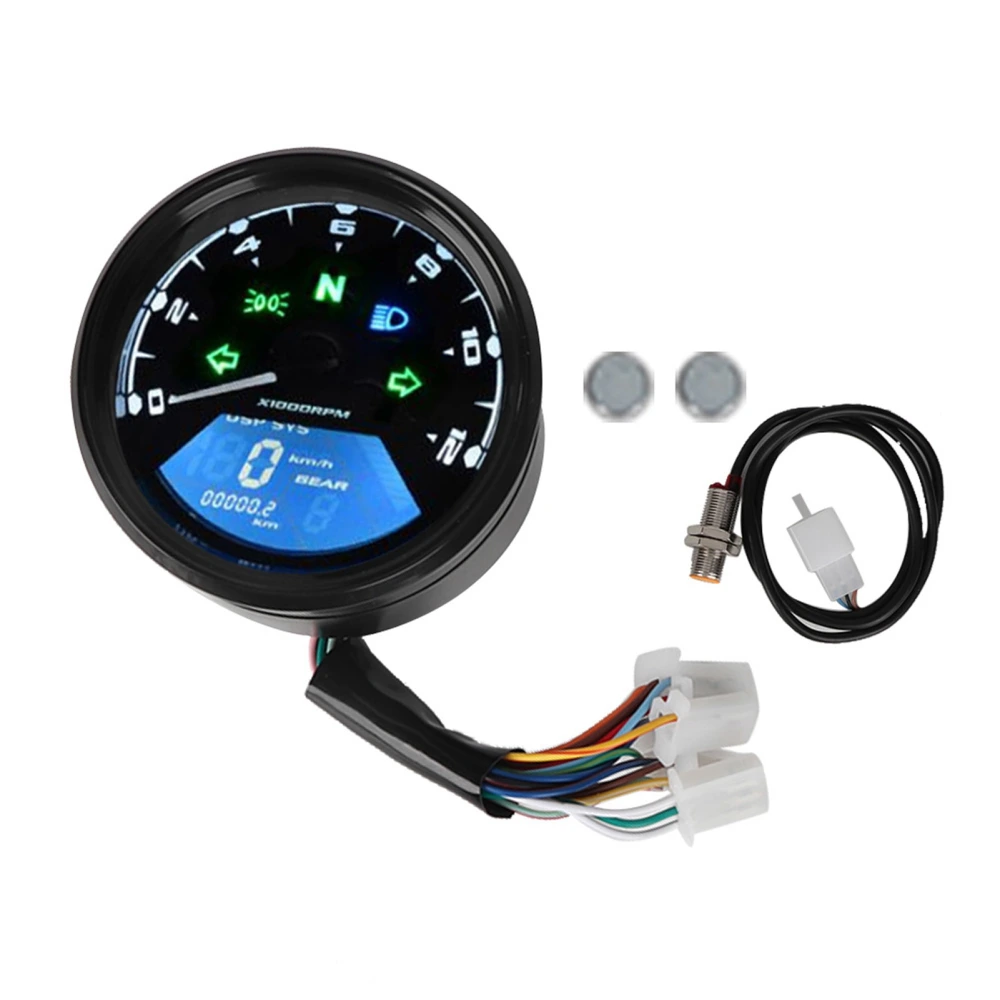 Motorcycle LCD Meter Odometer Tachometer Speedometer Multifunction Oil Meter DC 12V