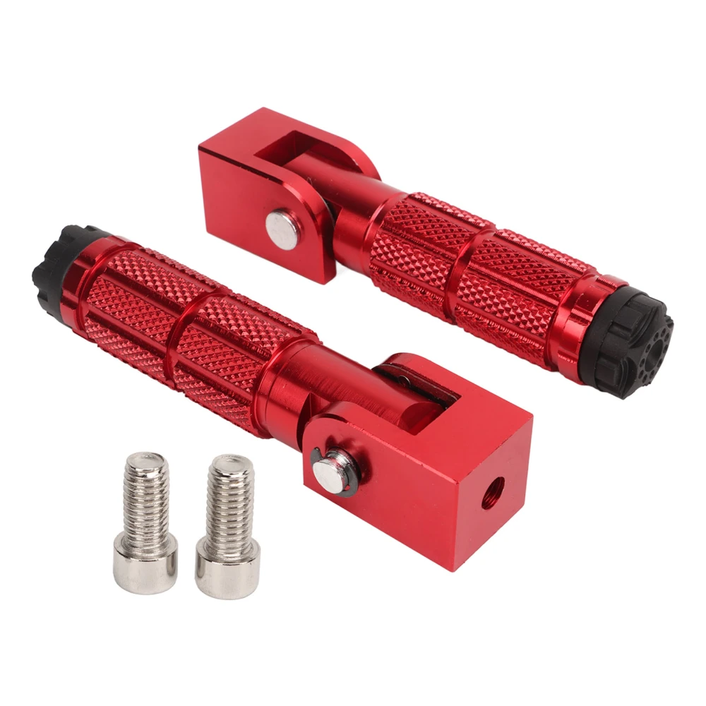 2Pcs Motorcycle Foldable Foot Pegs M8 Antislip Aluminium Alloy Universal for Bikes ATV UTV Go Kart Red