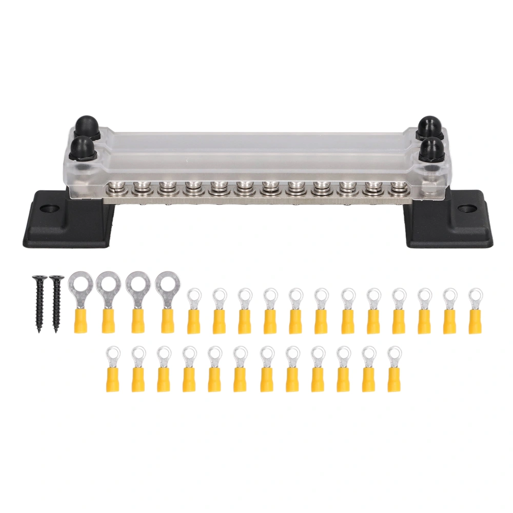 24 Terminal Bus Bar with Cover OT Terminal 48V 150A Dual Row Power Distribution Block