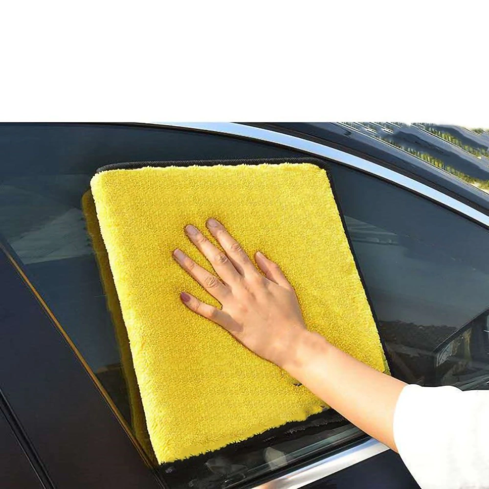 BuyWeek Grayish Yellow Double Sided Car Washing Towel Water Absorption Cleaning Cloth Professional Thicken Drying Towel30x60