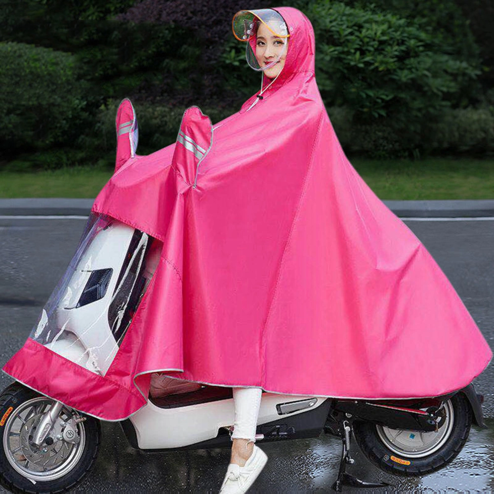 Motorcycle Raincoat Cycling Rain Poncho Waterproof Scooter Rain Capes for Men WomenOxford with Retroreflector Rose 3XL Thicken