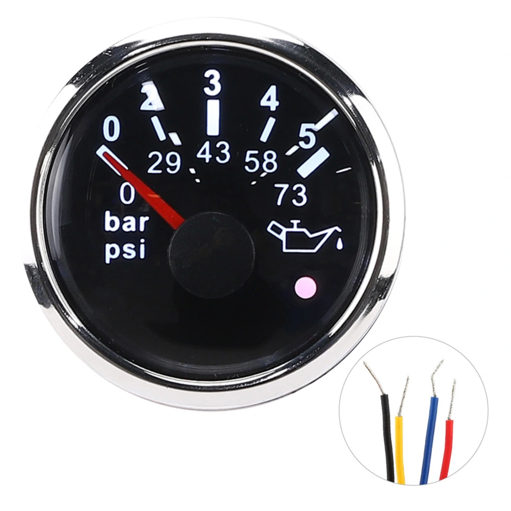 52MM/2in IP67 Oil Pressure Gauge 0‑5BAR 0‑73PSI Meter with Smart Alarm for Cars/Yachts/BoatsBlack Dial